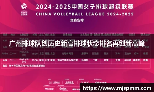 广州排球队创历史新高排球状态排名再创新高峰